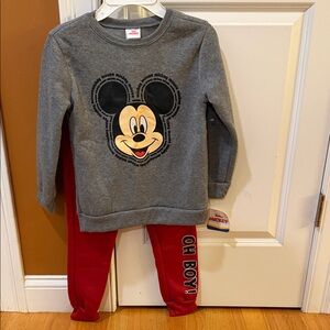 Disney Junior Grey sweatshirt and Red Kids sweat pants with 'Oh Boy!' Print